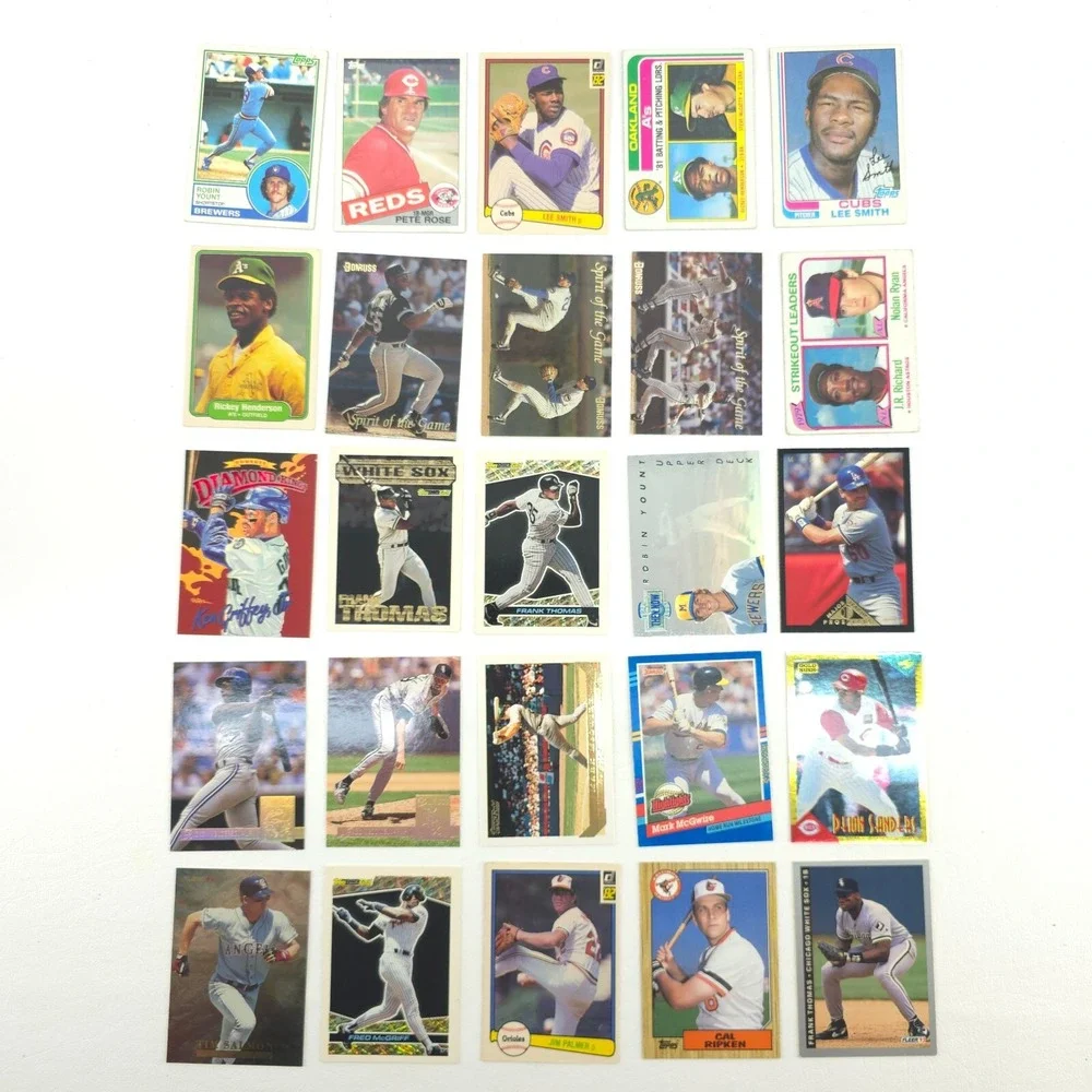25 Card Baseball Star Lot Several Year Span All Pictured Yount Rose Thomas Ryan
